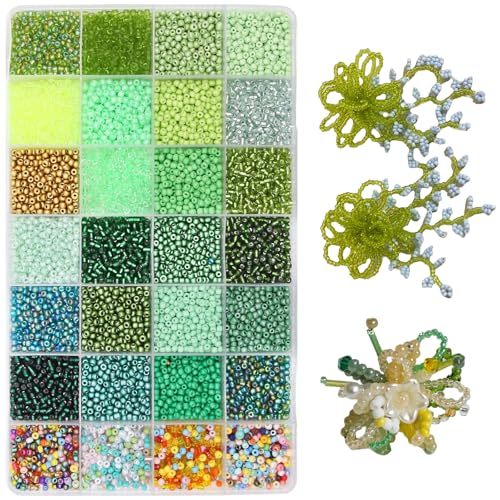 11200pcs Glass Seed Beads for DIY Crafting Bracelet Necklace Embroidery Jewelry Making Supplies (11200 Count)