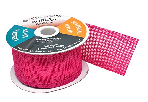 2 Inch Wide Hot Pink Burlap Ribbon for Crafts (60 Feet)