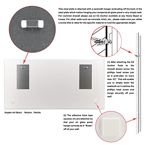 Frameless Free Floating Tempered Glass Panel Graphic Wall Art Ready to Hang