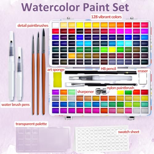 128 Colors Watercolor Paint Set (128 Count)