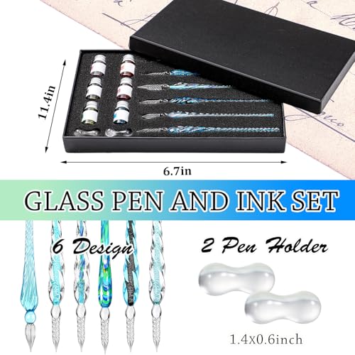 14 Pcs Glass Dip Pen Ink Set for Art Supplies (6 Count)