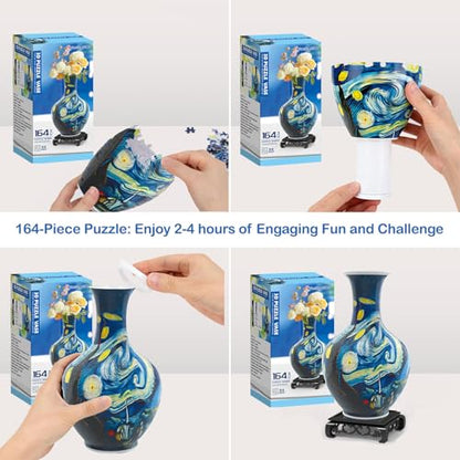3D Puzzle Vase for Adults with 164 Plastic Pieces