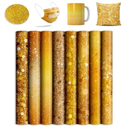 Yellow Glitter Sublimation Transfer Sheets for Heat Press Machine