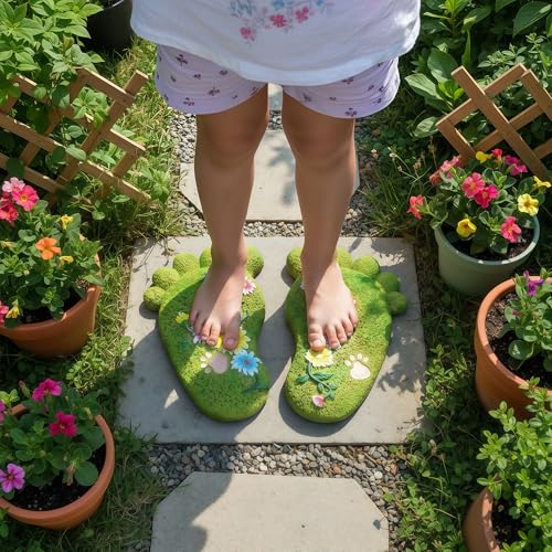 Outdoor Non Slip Stepping Stone Garden Decoration Stone Footprint Shape2PS (2 Count)