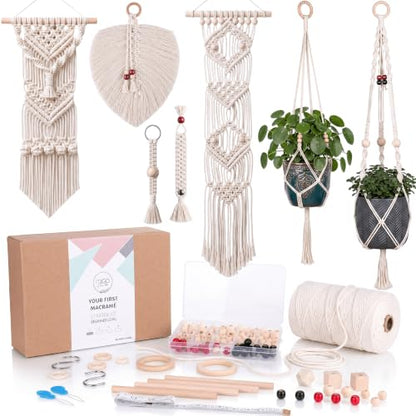 Macrame Kits for Adults Beginners with 126 Macrame Supplies and 7 Projects E