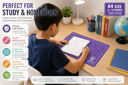 A4 (13"x9") Professional Grade Self-Healing Double-Sided PVC Cutting Mat (Purple) - Odor-Free, Eco-Friendly, Non-Slip, Premium Desk Mat for DIY, Crafting, Model Building and Art Projects