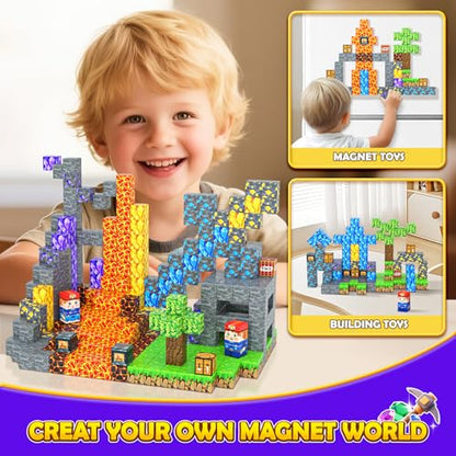 Magnetic Blocks 100PCS Kids Toys Magnetic Building Blocks Build Mine Magnet World Craft Cubes Boys Toys Ages 3 (100 Count)