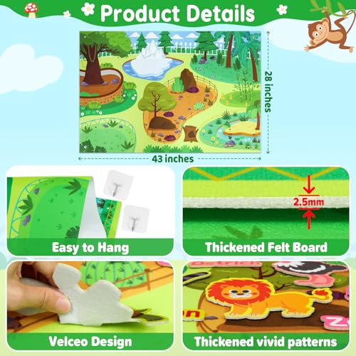 43x28 inch Zoo Animals Felt Story Board Set (41 Count)