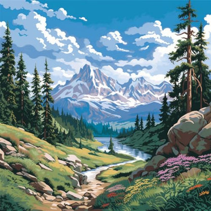 14CT Counted Cross Stitch Kits for Adults Mountain Flowers Stamped Cross Stitch Kits for Adults Clearance
