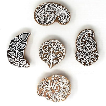 Wooden Stamps for Block Printing (5 Count)