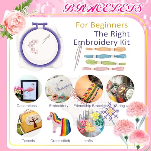Friendship Bracelet String 50 Skeins Fashionable Rainbow Color Embroidery Floss Cross Stitch Embroidery Thread Cotton Floss Bracelet Yarn (1312.5 Foot)