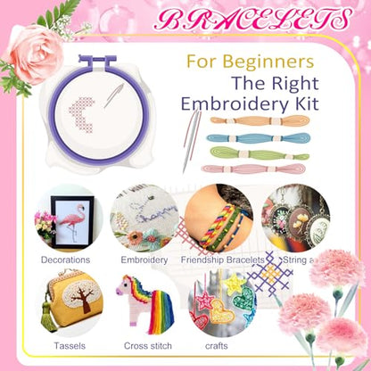 Friendship Bracelet String 50 Skeins Fashionable Rainbow Color Embroidery Floss Cross Stitch Embroidery Thread Cotton Floss Bracelet Yarn (1312.5 Foot)