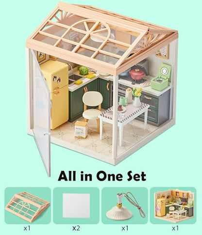 Cozy Modern Kitchen DIY Miniature House Kit for Adults