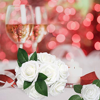 White Rose 100pcs Real Looking Artificial Flowers w (100 Count)
