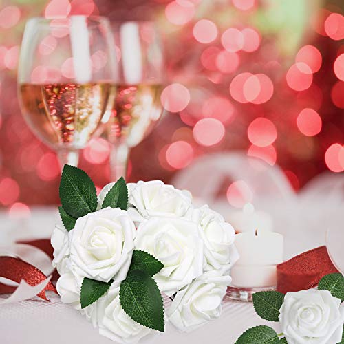 White Rose 50pcs Real Looking Artificial Flowers w (50 Count)