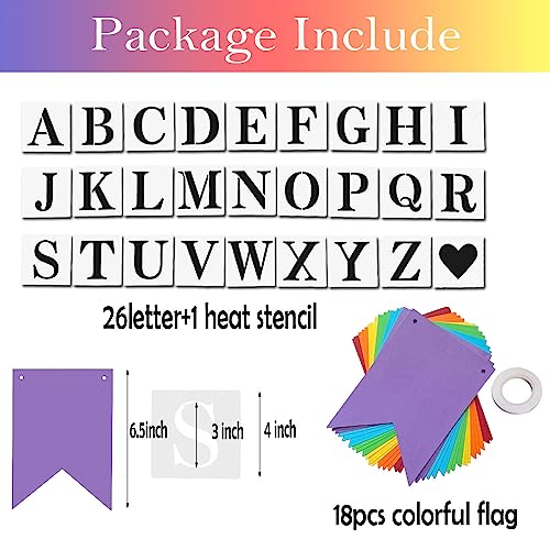 DIY Rainbow Banner Set Include 26 Letters Stencil
