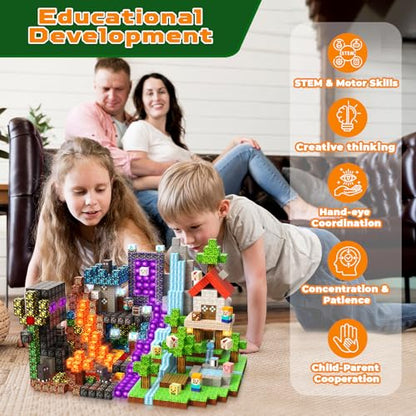 200 PCS Magnetic Blocks with Light Up Blocks (200 Count)