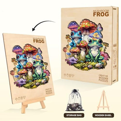Mushroom Frog Puzzles Adults Gifts for Women Men Wooden 275 Pieces 13.4 x 12.8in