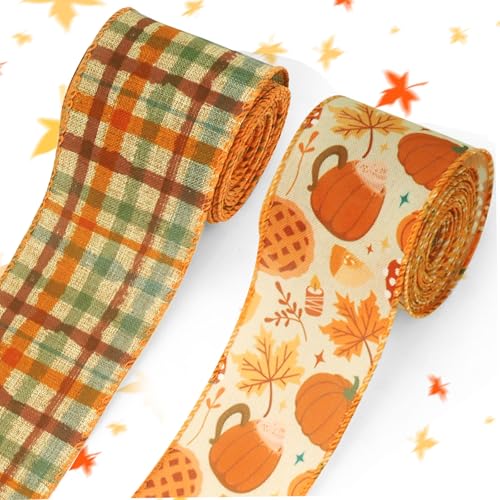 2 Rolls 10 Yards Fall Wired Edge Ribbons