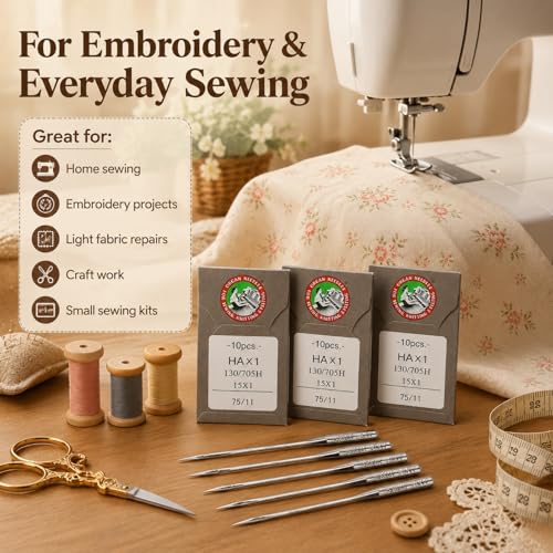 30 Pack Sewing Machine Needles Size 75 (30 Count)