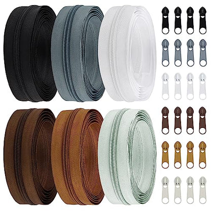 5# Zippers 12 m Nylon Endless Zip Set with Slider and Zip for Sewing and Crafts (12 Count)