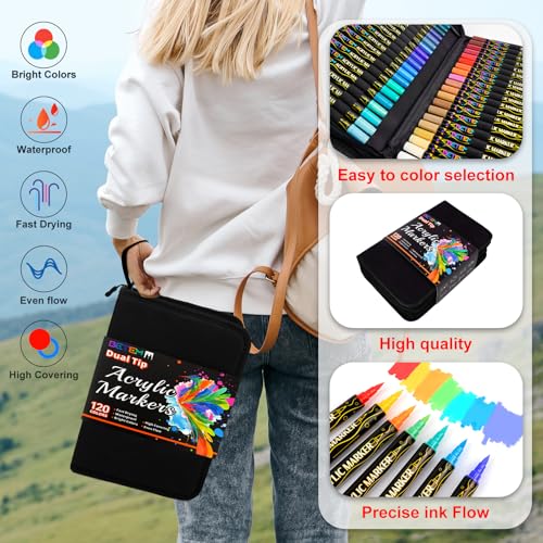 120 Colors Paint Markers for Glass (120 Count)