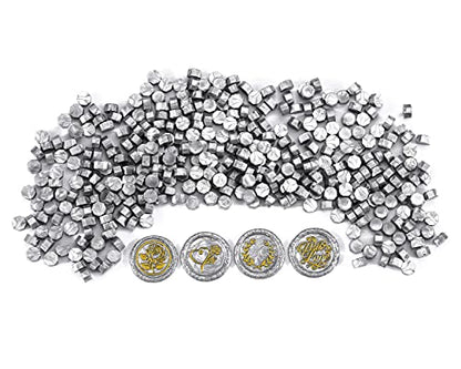 360 Pcs Silver Octagon Sealing Wax Beads for Wax Seal Stamp with 4 Candles and 1pcs Melting Spoon (360 Count)