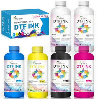 DTF Ink 5Color Kit 500ml x 6 Heat Transfer Ink Refill I3200 ET (118.35 Fl Oz)