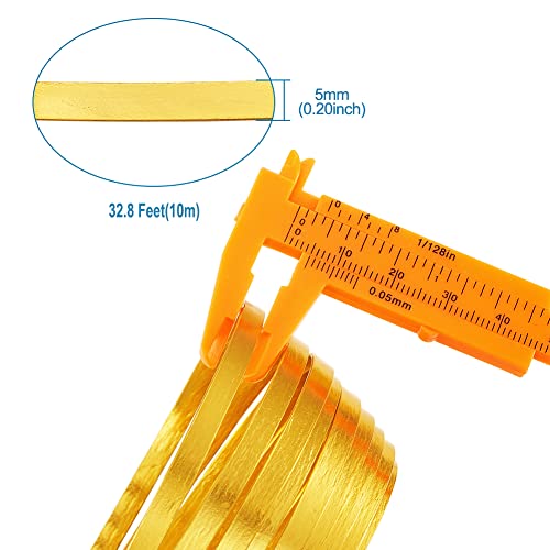 32.8Ft 5mm Aluminum Flat Wire Gold Bendable Metal Craft Wire Strip for Bezel Sculpting Armature Jewelry Making Gem Metal Wrap (32.8 Foot)