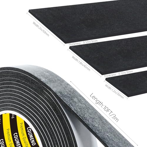 Black Foam Tape Weather Stripping Sealing Sponge (9.84 Foot)
