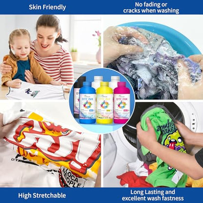 DTF Ink 5Color Kit 500ml x 6 Heat Transfer Ink Refill I3200 ET (118.35 Fl Oz)