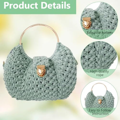 Macrame Bags for Women Macrame Purses and Handbags Macrame Kit for Beginners DIY Macrame Purse Kit with D Shaped Handle Hobbies Project for Starter Boho Gift for Friends