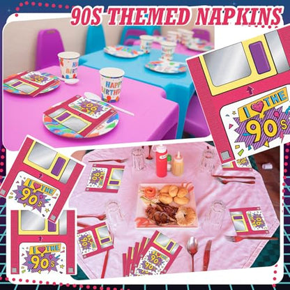60 Pcs 90s Cocktail Paper Napkins 6.5 x 6.5 Inches (60 Count)