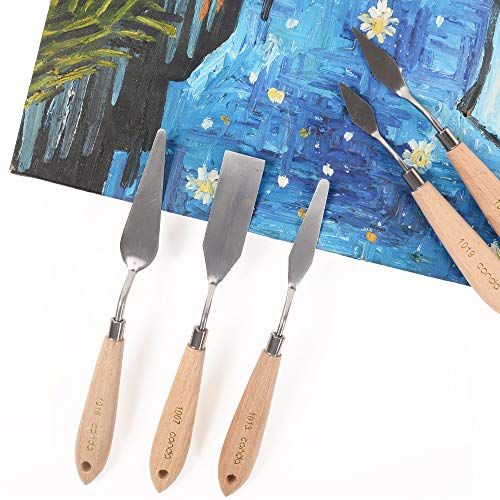 11 Piece Stainless Steel Spatula Palette Knife Professional Palette Knife Painting Wood Handle (11 Count)