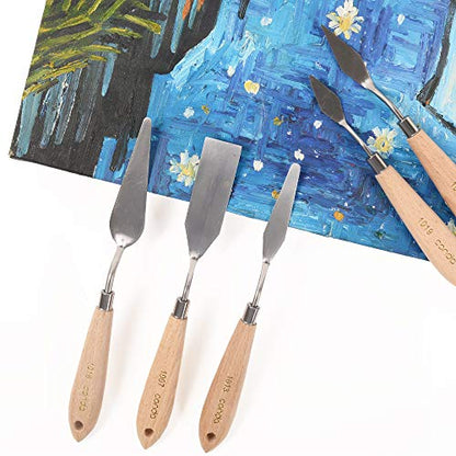 11 Piece Stainless Steel Spatula Palette Knife Professional Palette Knife Painting Wood Handle (11 Count)