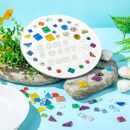 5 Pcs 3 Size Stepping Stone Kit for DIY Outdoor Garden Stepping Stone Includes Cement Molds Mosaic Tiles and Concrete Letter Stamps No Concrete Mix (5 Count)