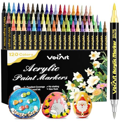120 Colors Acrylic Paint Markers Brush Tip Acrylic Paint Markers Pens (60 Count)