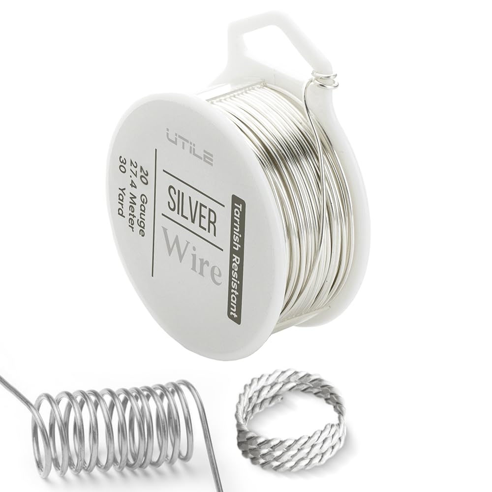 UTILE 18 20 22 24 Gauge 90 ft 99.9% Pure Soft Copper Wire for Electroculture Gardening, Jewelry Making, Crafting Wire Bendable, Plant Wire (Silver 22) - Crafty Corner