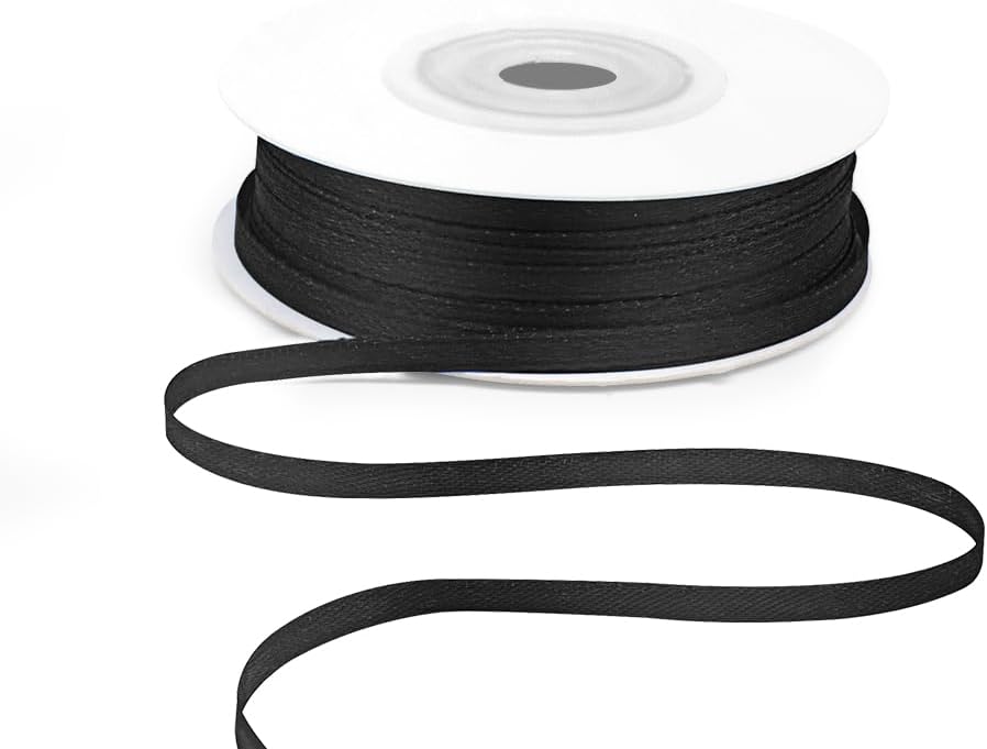 KMER LIFE 1/8" Wide x 50 Yards Black Polyester Satin Ribbon, Perfect for Wedding Decor, Crafts, Gift Wrapping & Other Projects - Crafty Corner