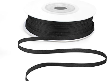 KMER LIFE 1/8" Wide x 50 Yards Black Polyester Satin Ribbon, Perfect for Wedding Decor, Crafts, Gift Wrapping & Other Projects - Crafty Corner