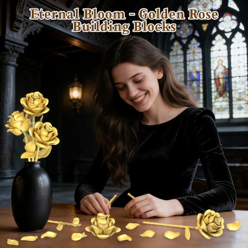 Gold Roses Flower Building Set
