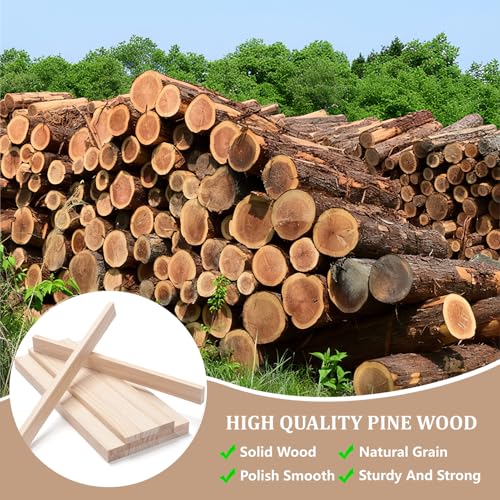Wood Strips Slats Wooden Dowels for Crafts 3 (15 Count)