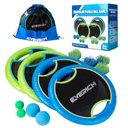 Bouncy Paddle Ball Game for Kids with 4 EVA Foam Trampoline Paddles and 8 Balls (2 Count)