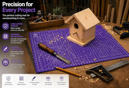 A3 (19"x13") Professional Grade Self-Healing Cutting Mat (Purple) - Odor-Free, Double-Sided, Eco-Friendly, Non-Slip, Premium Desk mat for DIY, Crafting, Model Building,and Art Projects