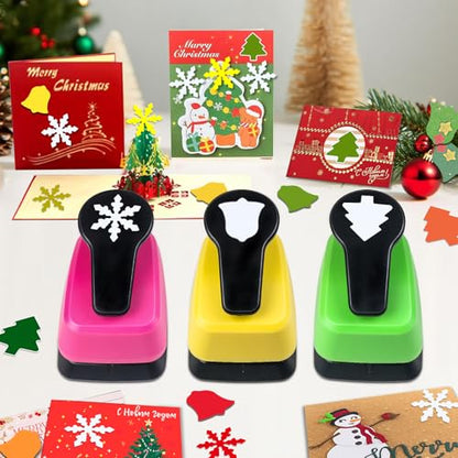 Paper Punch Set 1 inch Hole Punch Shape 3 Pcs Christmas Punches for Crafts (3 Count)