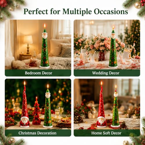 2 PCS 3D Santa Claus Silicone Pillar Candle Molds (2 Count)