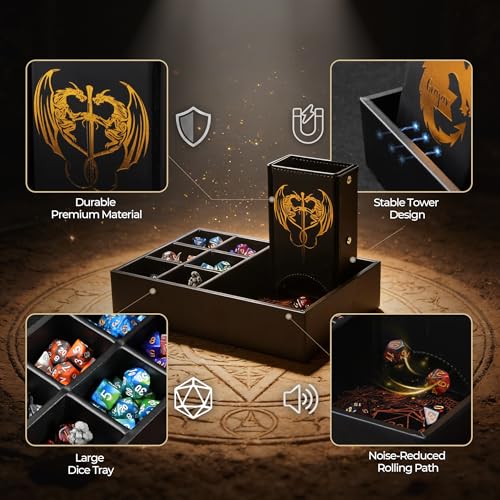 DND Dice Tray and Dice Tower with Storage