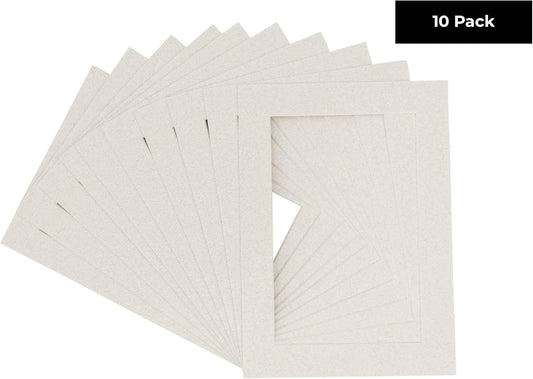 Pack of Ten Acid Free 11x14 Mats Bevel Cut for 8.5x11 Photos - Oyster Shell White Precut Matboards With Backing Boards and Self Seal Photo Mat Bags For Pictures, Photos, Framing - 4-ply Thickness