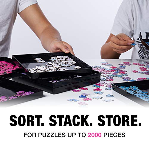 8 Black Puzzle Sorting Trays with Lid 10" x 10" (8 Count)
