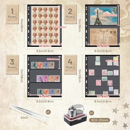 Stamp Collecting Album Binder Kit for Collectors (23 Count)